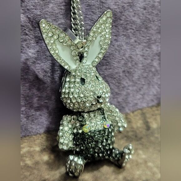 Austrian Crystal Bunny Pendant Necklace - Picture 4 of 9